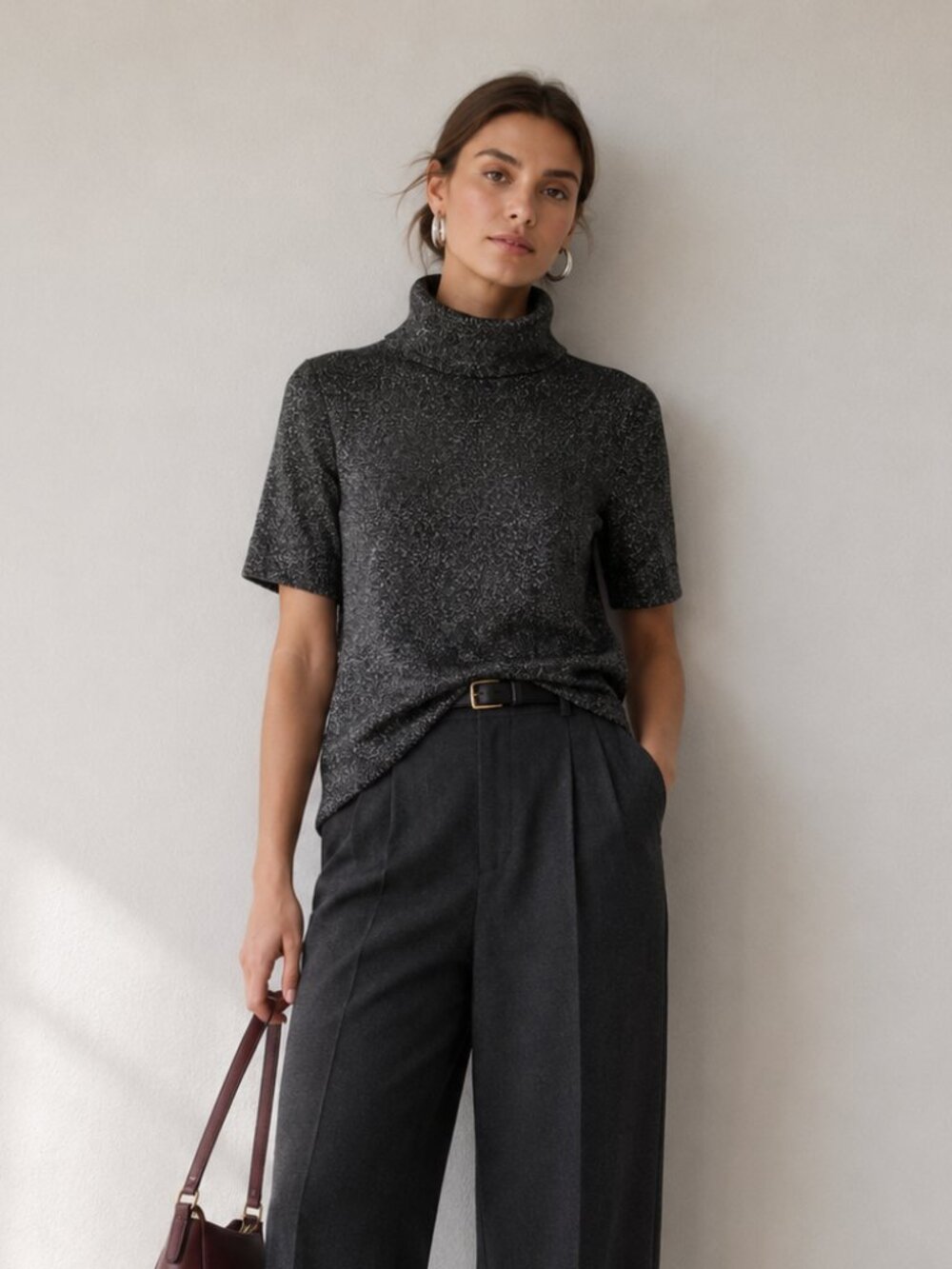 RAGA Mia Black Metallic Turtleneck Sweater | Small | Elevated Knit